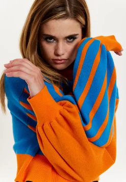 House Of Holland Melting Heart Logo Jumper in Blue And Orange