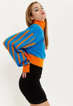House Of Holland Melting Heart Logo Jumper in Blue And Orange