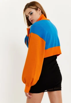 House Of Holland Melting Heart Logo Jumper in Blue And Orange