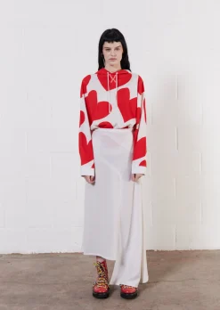House Of Holland Merino Wool White Asymmetric Skirt