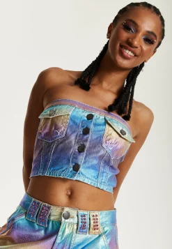 House Of Holland Metallic Rainbow Bandeau Top