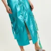 House Of Holland Metallic Blue Midi Skirt