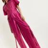 House Of Holland Metallic Utility Jumpsuit In Fuchsia