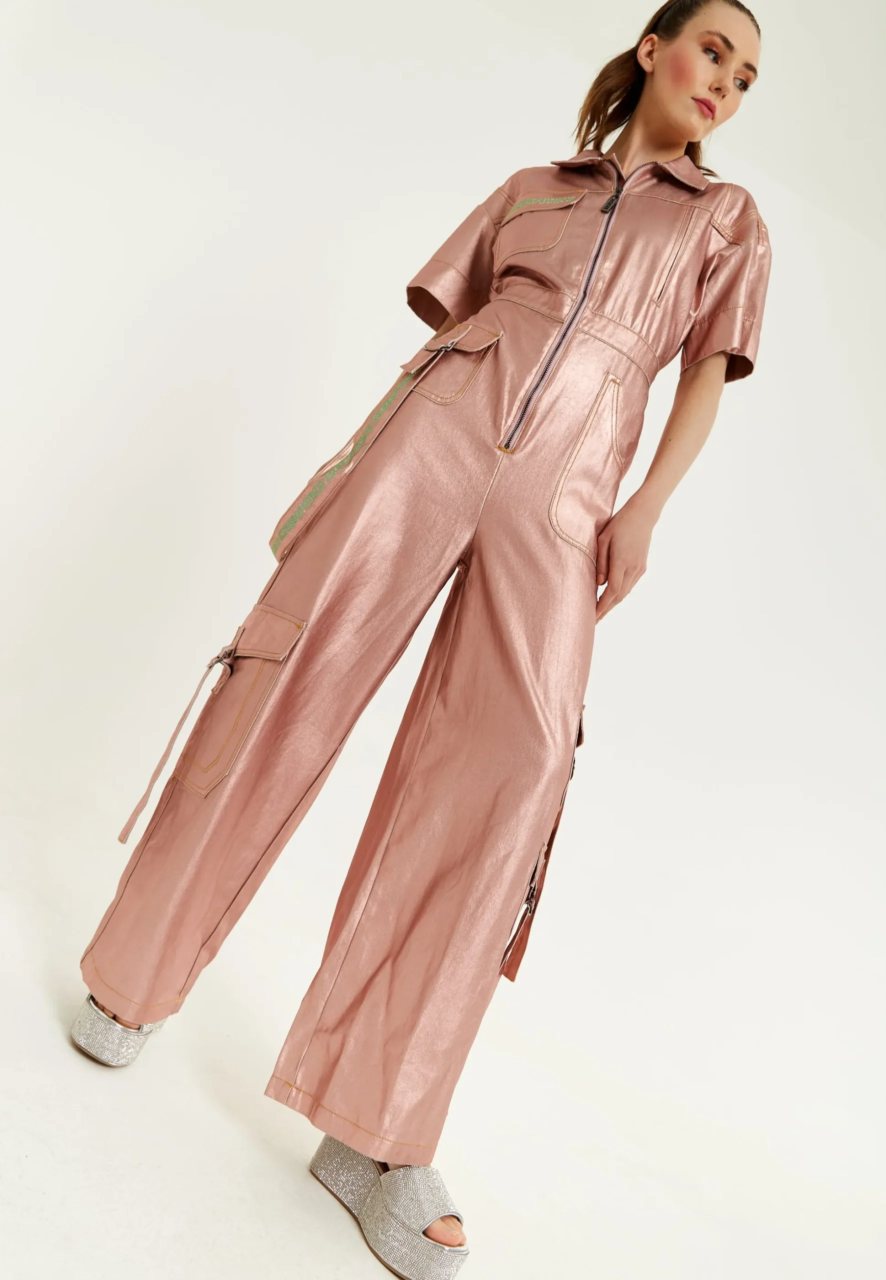 House Of Holland Metallic Utility Jumpsuit