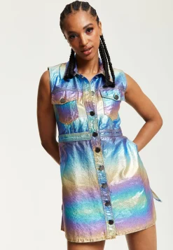 House Of Holland Metallic Rainbow Mini Dress
