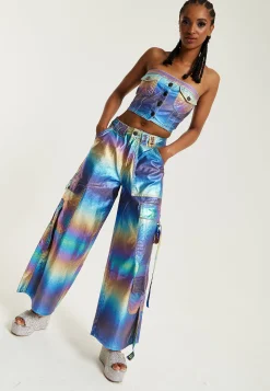 House Of Holland Metallic Rainbow Cargo Trousers