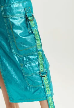 House Of Holland Metallic Blue Midi Skirt
