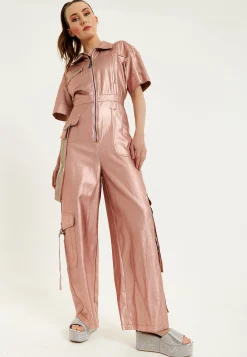 House Of Holland Metallic Utility Jumpsuit