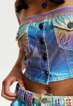 House Of Holland Metallic Rainbow Bandeau Top