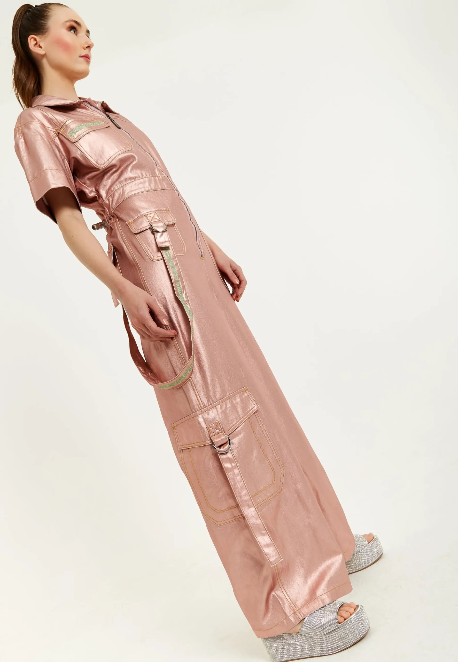 House Of Holland Metallic Utility Jumpsuit
