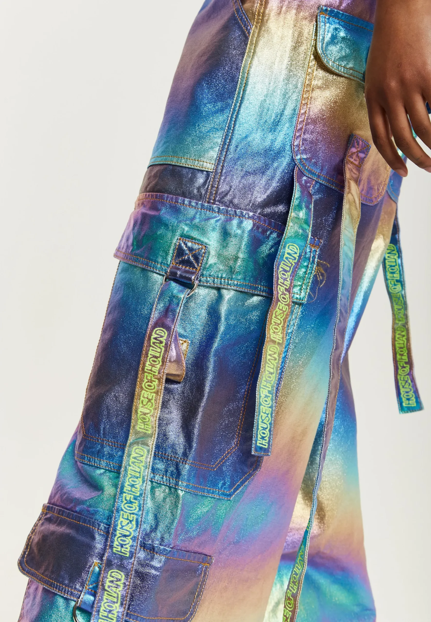 House Of Holland Metallic Rainbow Cargo Trousers