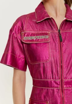 House Of Holland Metallic Utility Jumpsuit In Fuchsia