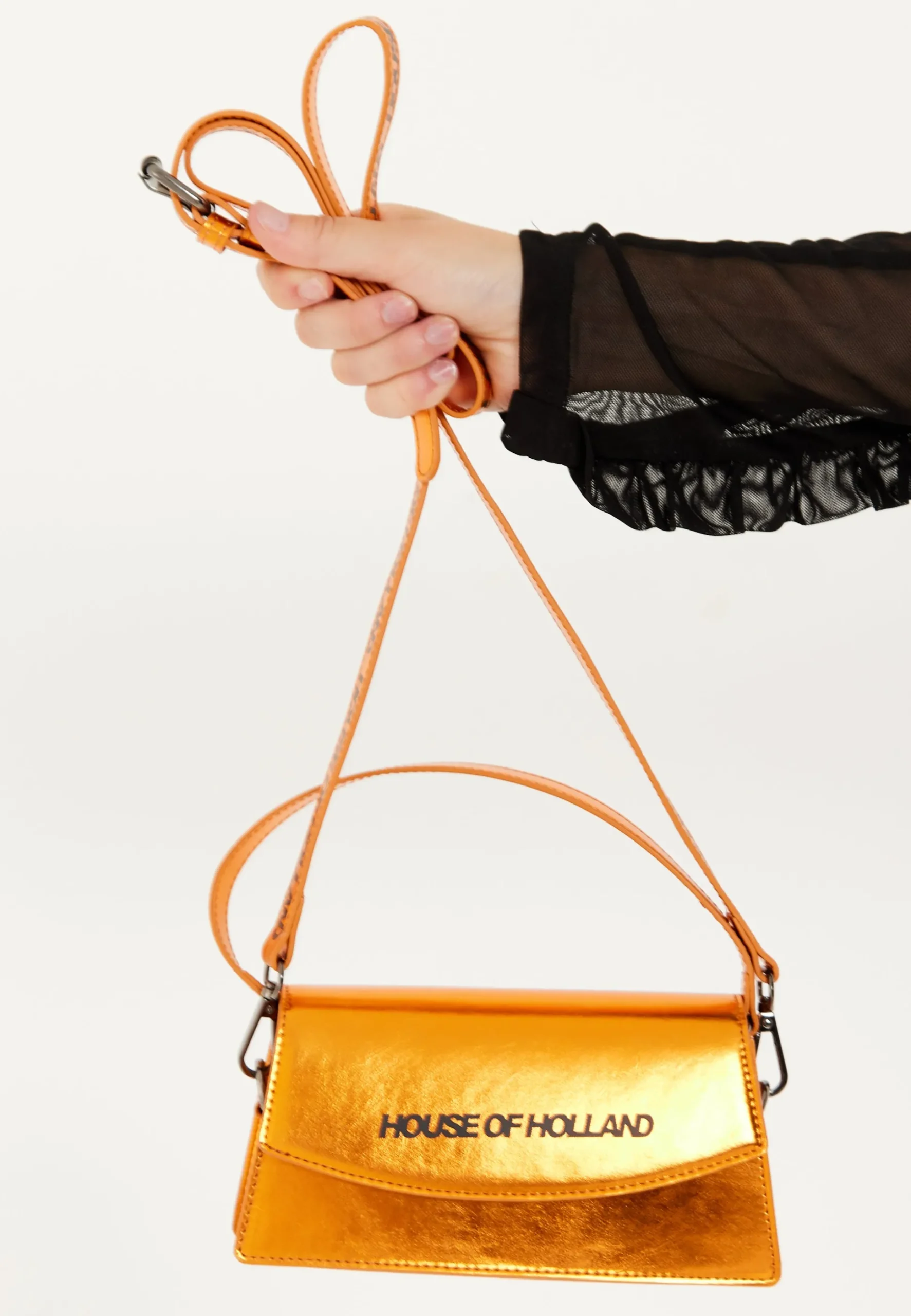 House of Holland Metallic Orange Crossbody Bag