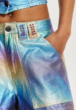House Of Holland Metallic Rainbow Cargo Trousers