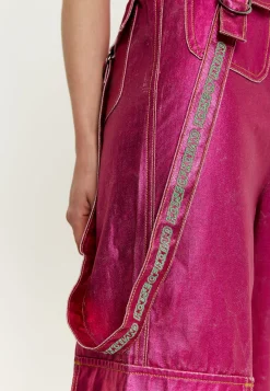 House Of Holland Metallic Utility Jumpsuit In Fuchsia