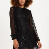 House of Holland Midnight Lace Long-Sleeve Mini Dress