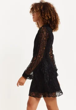 House of Holland Midnight Lace Long-Sleeve Mini Dress