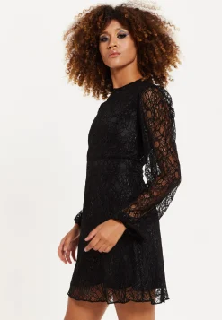 House of Holland Midnight Lace Long-Sleeve Mini Dress