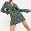 House Of Holland Mini Jacket Dress Lightning Bolt Print With Buckle Fa