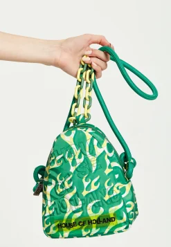 House Of Holland Mint Green Flame Bag With Quilted Logo And Chain Deta