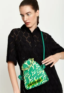 House Of Holland Mint Green Flame Bag With Quilted Logo And Chain Deta