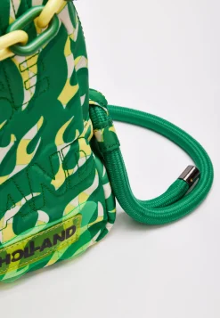 House Of Holland Mint Green Flame Bag With Quilted Logo And Chain Deta
