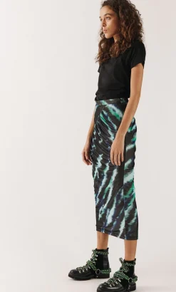 House of Holland Mint Tie Dye Midi Skirt