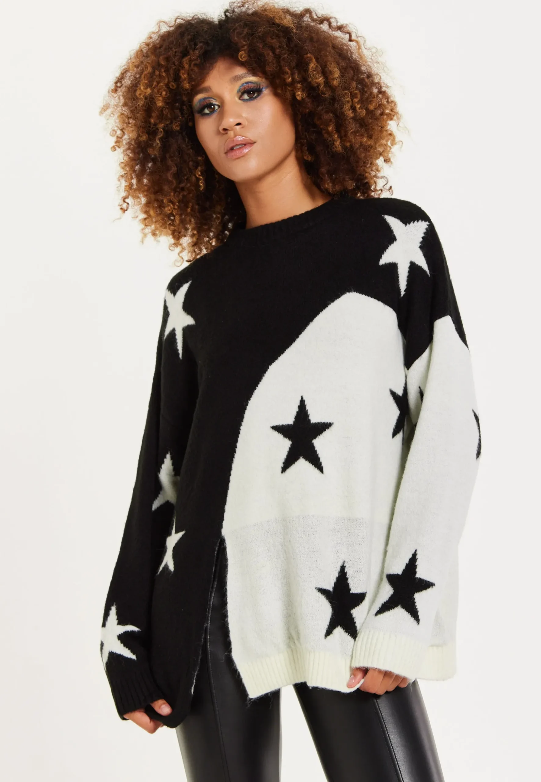 House Of Holland Monochrome Star Jumper With Slit Details
