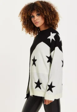 House Of Holland Monochrome Star Jumper With Slit Details