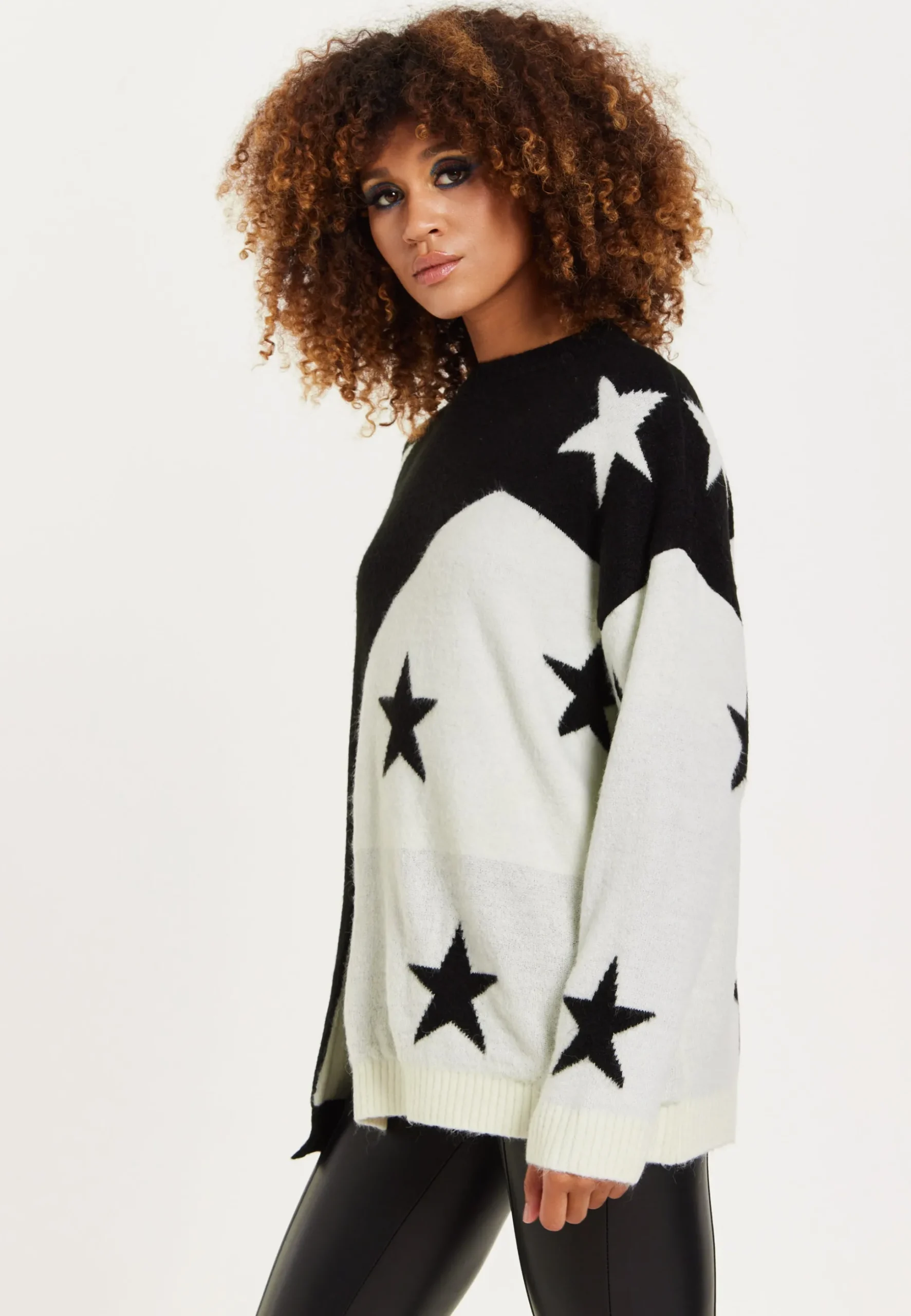 House Of Holland Monochrome Star Jumper With Slit Details