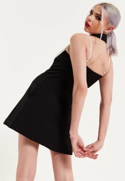 House Of Holland Monochrome Lapel Lock Blazer Dress Black