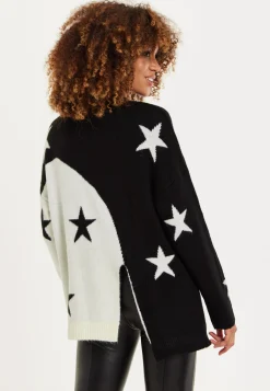 House Of Holland Monochrome Star Jumper With Slit Details