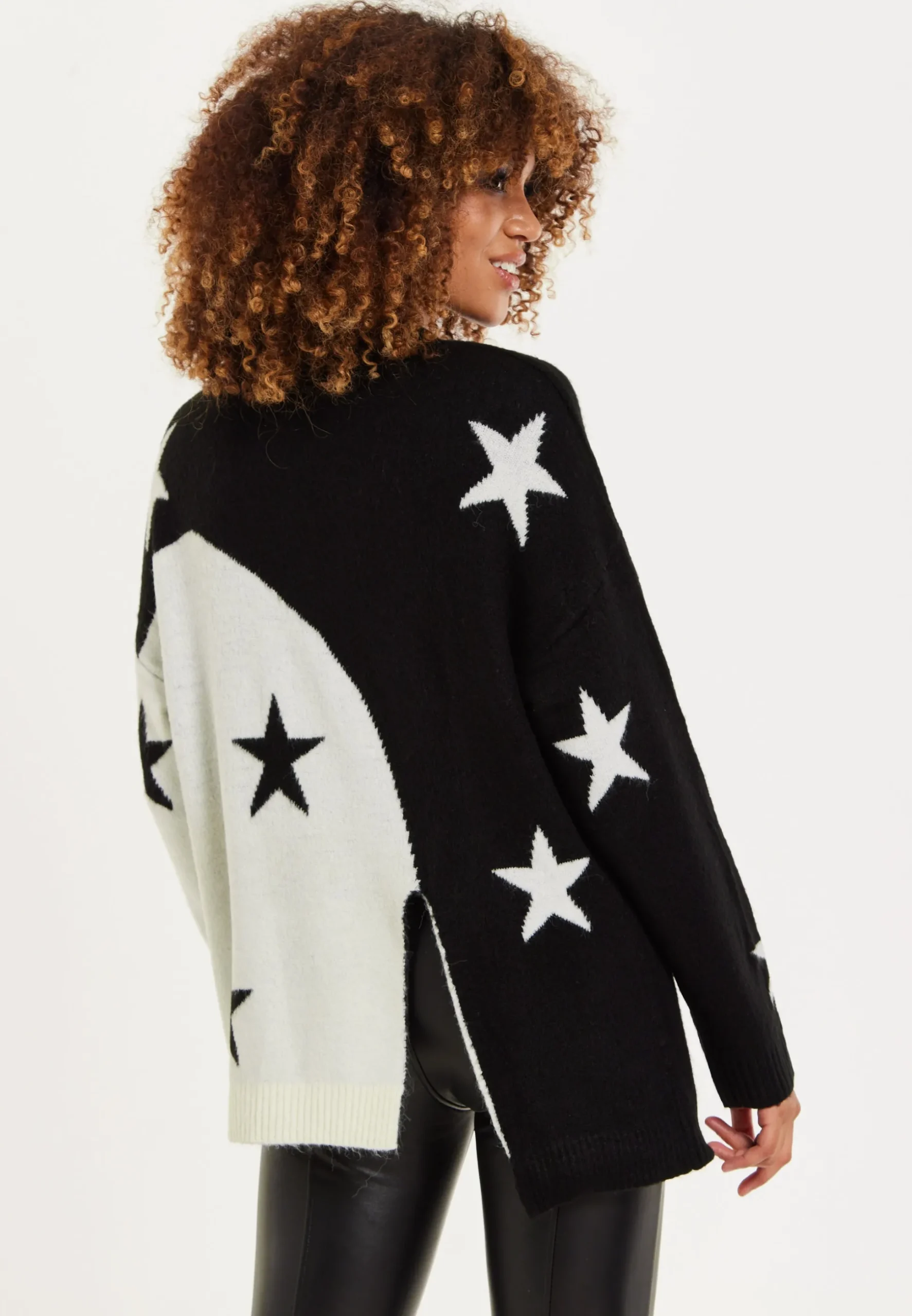 House Of Holland Monochrome Star Jumper With Slit Details