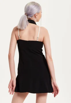 House Of Holland Monochrome Lapel Lock Blazer Dress Black