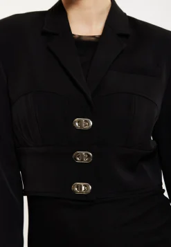 House Of Holland Monochrome Short Lock Jacket Black