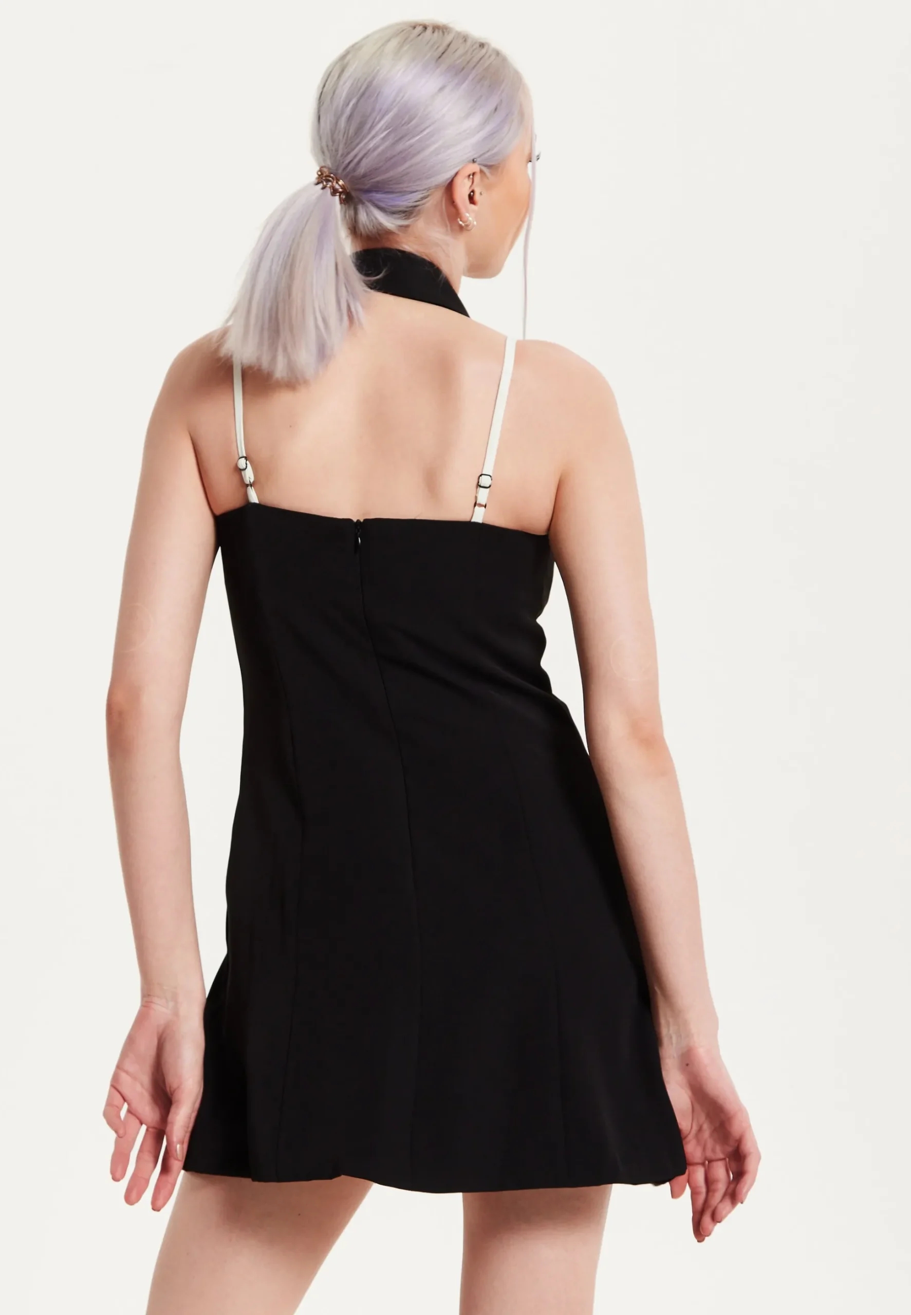 House Of Holland Monochrome Lapel Lock Blazer Dress Black