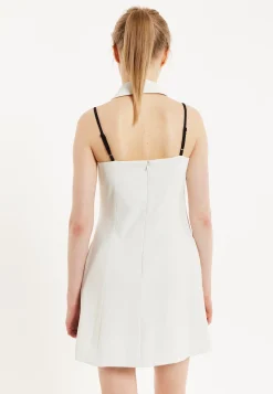 House Of Holland Monochrome Lapel Lock Blazer Dress Off White
