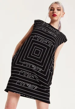 House of Holland Monogram Maze Print Power Sleeve Tunic Dress