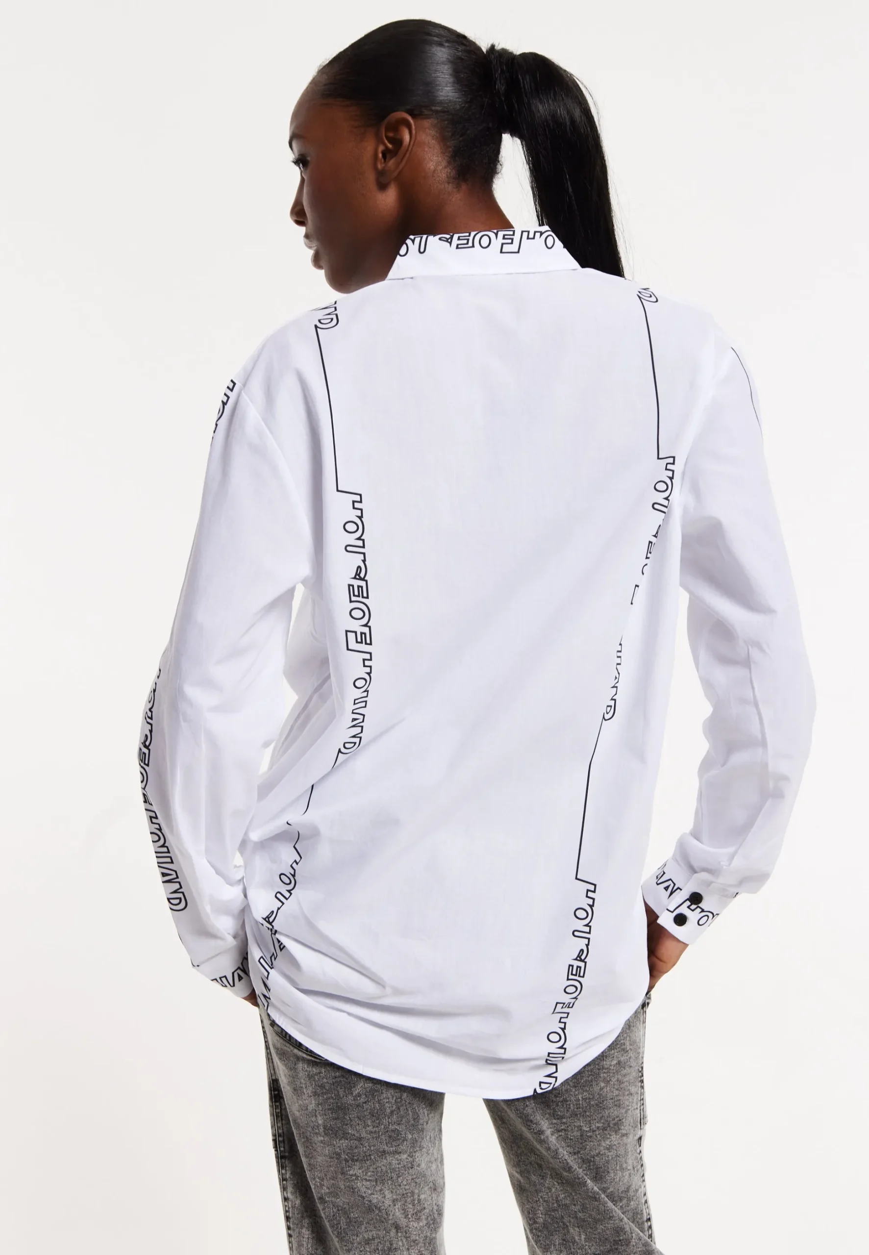 House of Holland Monogram Print Long Sleeve Shirt