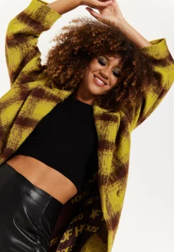 House Of Holland Mustard Check Coat