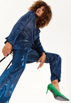 House of Holland Navy Shimmer Trousers