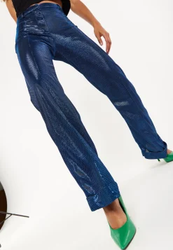 House of Holland Navy Shimmer Trousers