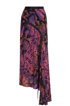 House of Holland Neon Snake Print Midi Skirt (Pink)
