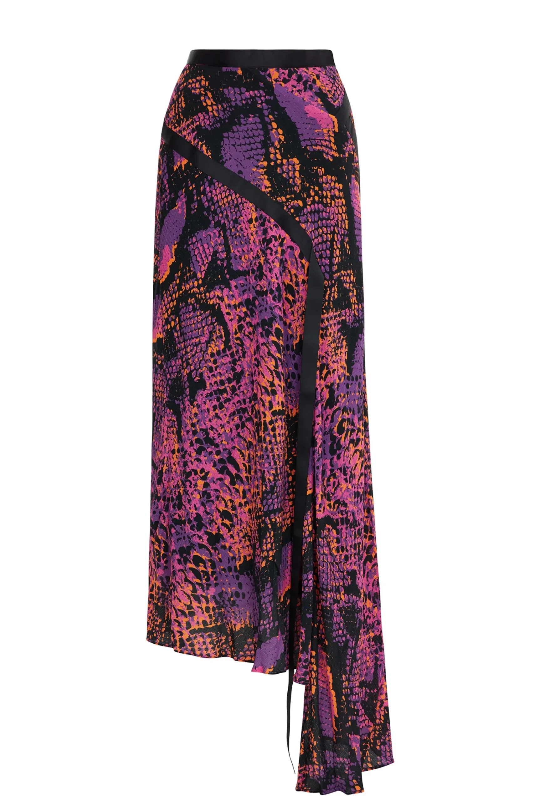 House of Holland Neon Snake Print Midi Skirt (Pink)
