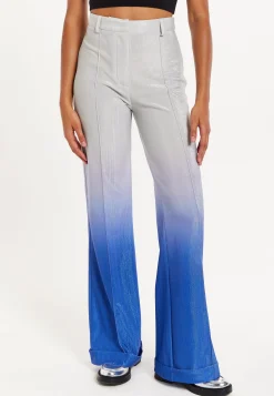 House of Holland Ombre Shimmer Trousers In Blue And Silver