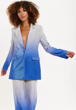 House of Holland Ombre Shimmer Blazer In Blue And Silver