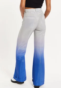 House of Holland Ombre Shimmer Trousers In Blue And Silver