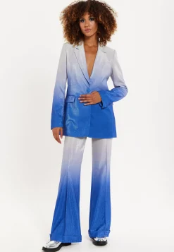 House of Holland Ombre Shimmer Blazer In Blue And Silver