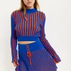 House Of Holland Orange And Blue Knitted Mini Skirt