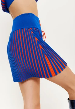 House Of Holland Orange And Blue Knitted Mini Skirt
